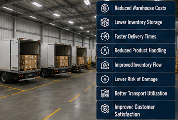 Αποτελεσματική λειτουργία cross-docking που μειώνει την αποθήκευση και τα κόστη μεταφοράς