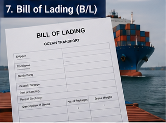 Έγγραφο Bill of lading που χρησιμοποιείται στις διεθνείς θαλάσσιες μεταφορές και στις μεταφορές εμπορευματοκιβωτίων
