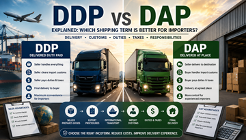Σύγκριση μεταξύ των όρων αποστολής DDP και DAP με φορτηγά, τελωνειακές διαδικασίες και διεθνή logistics