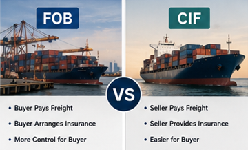 Οπτική σύγκριση των ευθυνών FOB και CIF στις διεθνείς λειτουργίες logistics