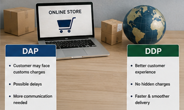 Διεθνής παράδοση δεμάτων ecommerce και τελωνειακά logistics με όρους DDP και DAP