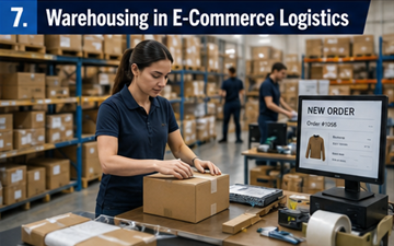 Αποθήκη εκπλήρωσης e-commerce που προετοιμάζει online παραγγελίες για αποστολή