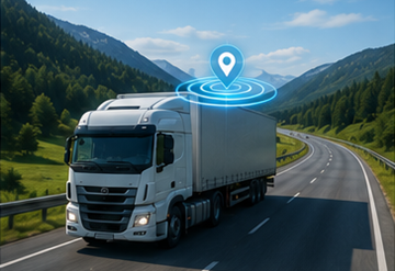 Φορτηγό με σύστημα παρακολούθησης GPS σε ευρωπαϊκό αυτοκινητόδρομο κατά τη διάρκεια λειτουργίας logistics
