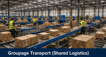 Αποθήκη logistics που ταξινομεί μικρές αποστολές για μεταφορά groupage σε όλη την Ευρώπη
