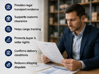 Υπεύθυνος logistics που ελέγχει έγγραφα Φορτωτικής για διεθνή μεταφορά φορτίου