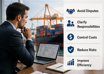 Υπεύθυνος logistics που ελέγχει συμβάσεις διεθνών αποστολών και εμπορικούς όρους για μεταφορά φορτίων