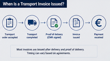 Διαδικασία logistics που δείχνει την ολοκλήρωση παράδοσης και τη ροή εργασίας έκδοσης τιμολογίου