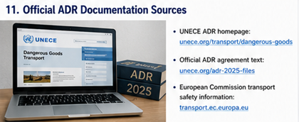 Επίσημα έγγραφα κανονισμών ADR και πηγές UNECE για μεταφορά επικίνδυνων εμπορευμάτων