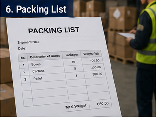 Εργαζόμενος αποθήκης ελέγχει packing list με παλέτες και απόθεμα αποστολής