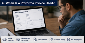 Πελάτης που εξετάζει προτιμολόγιο (proforma) πριν από την έγκριση αποστολής και την επιβεβαίωση μεταφοράς
