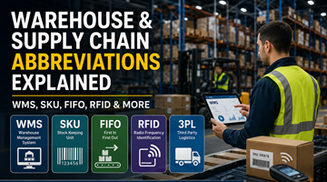 Σύγχρονες λειτουργίες logistics αποθήκης με συστήματα διαχείρισης αποθεμάτων, κλαρκ, σάρωση barcodes και τεχνολογία εφοδιαστικής αλυσίδας